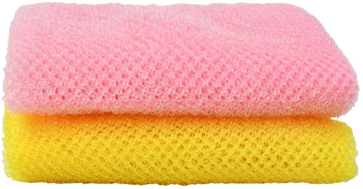 Dailygoods- Exfoliërende Spons Set - 2 x Badnet Spons - Diepe Reiniging - Gladdere Huid - Nylon - 65 x 20 cm - Washandje