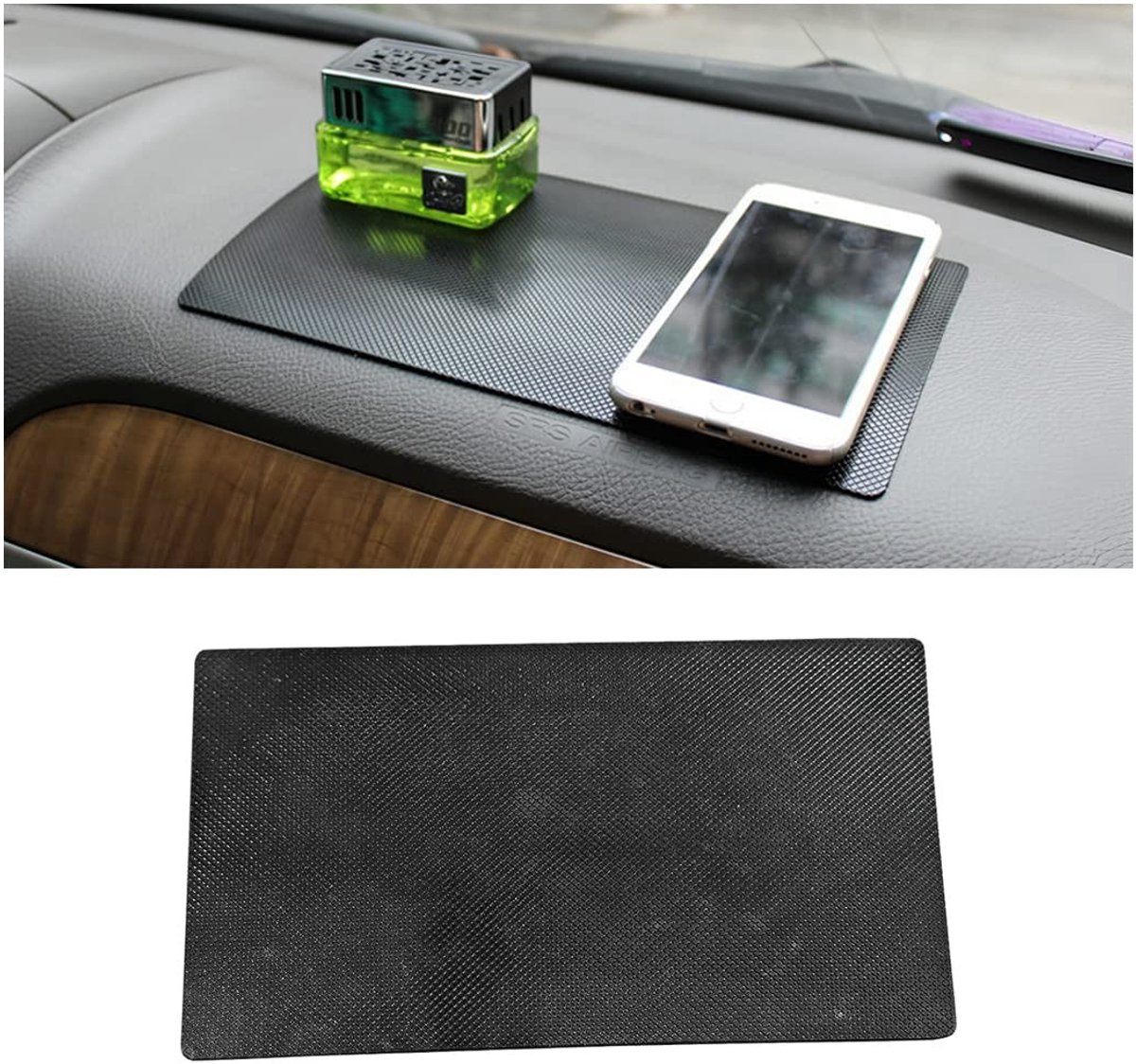 Dailygoods- Dashboardmat Antislip - Antislipmat voor Mobiele Telefoon - Dashboardmat voor Auto - Antislipmat voor Sleutels - Antislipmat Zwart - Afmetingen 27 x 15 cm