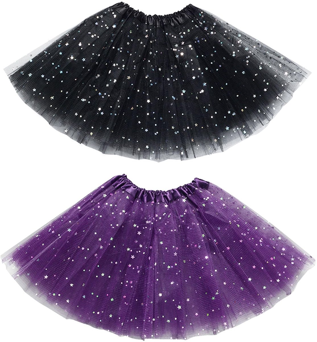 Dailygoods- Tutu Rok 3 Lagen Tule - Tutu Rokken Meisjes - Pailletten Ster - Feestkleding - Ballet Dans - Prinses Outfit - Balletrok