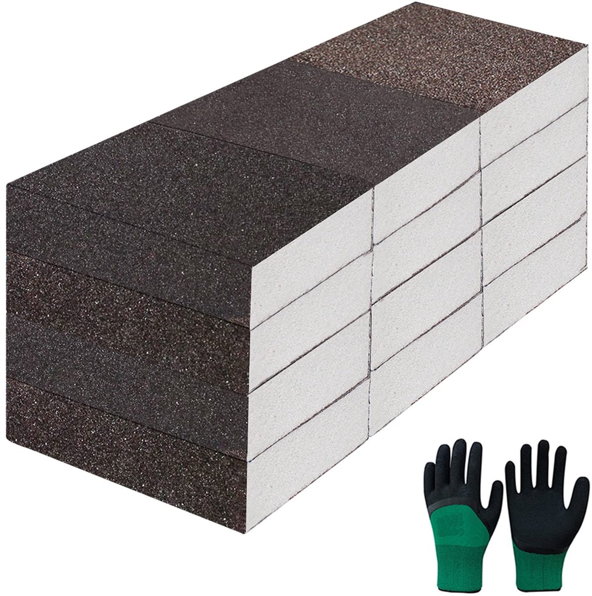 Dailygoods- Schuurblok met steel - Schuurpapier - Polijstblok - Herbruikbaar - 12 stuks - 98 x 68 x 25 mm - Schuurmiddel