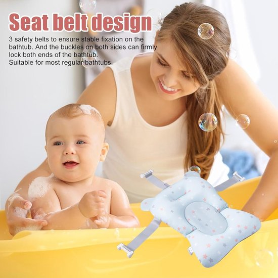 Baby Badsteun - Baby Badkussen - Veilig Baden - Universeel Inzetbaar - 43 x 28 x 22 cm - Babyblauw — afbeelding 4