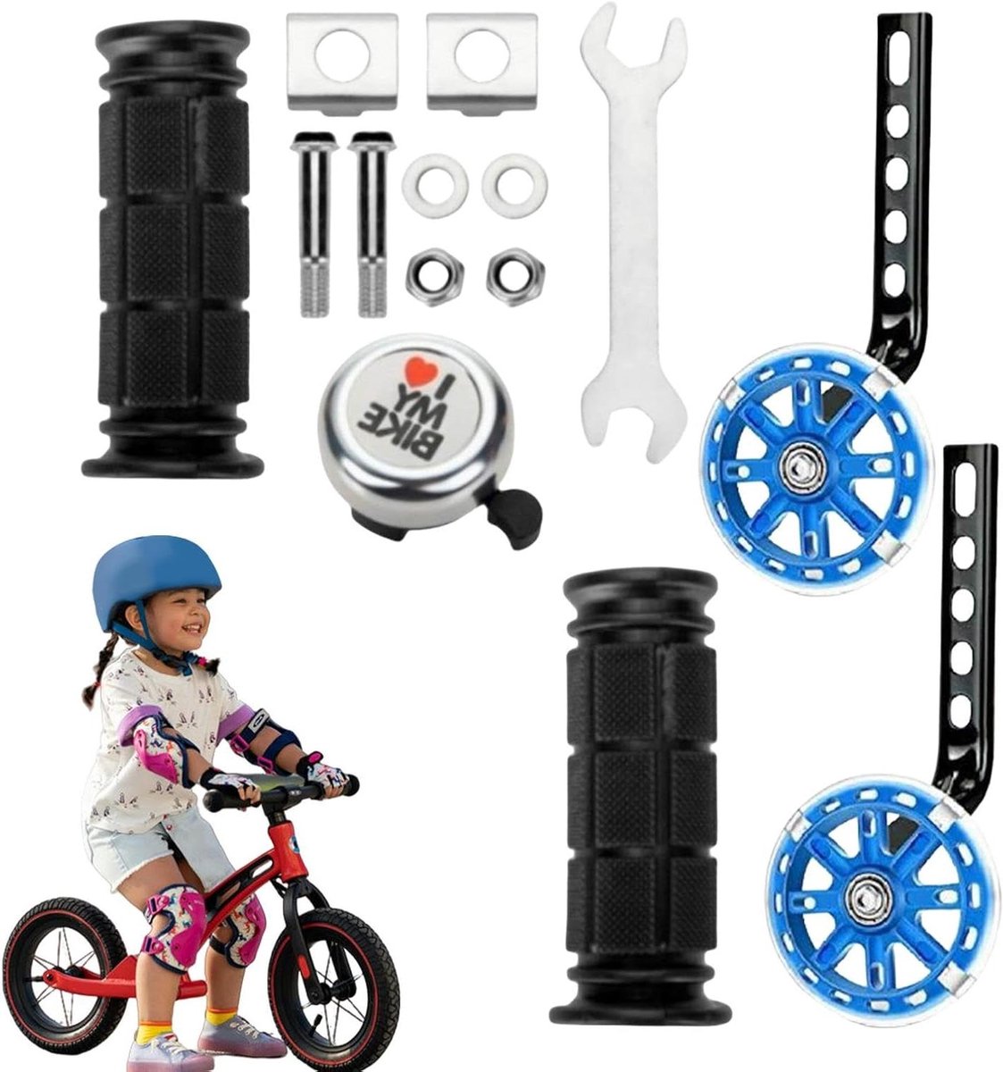 Hulpwiel Kinderfiets Zijwieltjes Balans Leren Fietsen Verstelbare Stabiliteit 12-20 Inch Blauw
