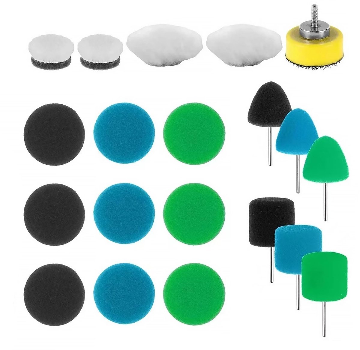 Dailygoods- Polijstsponsset 20 stuks - Mini-polijstpads 25 mm - Detailpolijstset - Polijstpads - Accuschroevendraaier - Duurzaam materiaal