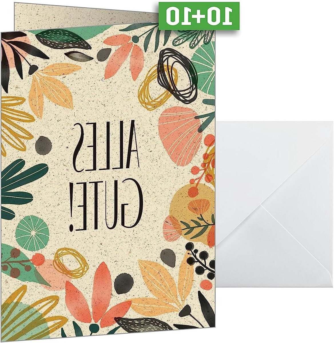 Wenskaarten Set - Verjaardagskaarten Enveloppen - Persoonlijke Boodschappen - Duurzaam Graspapier - A6 10 Stuks - Meerkleurig