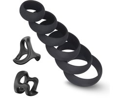 Premium Cockring Set 8-delig – Medisch Siliconen – Penisring Set voor Mannen en Koppels – Herbruikbaar & Waterproof – Zwart