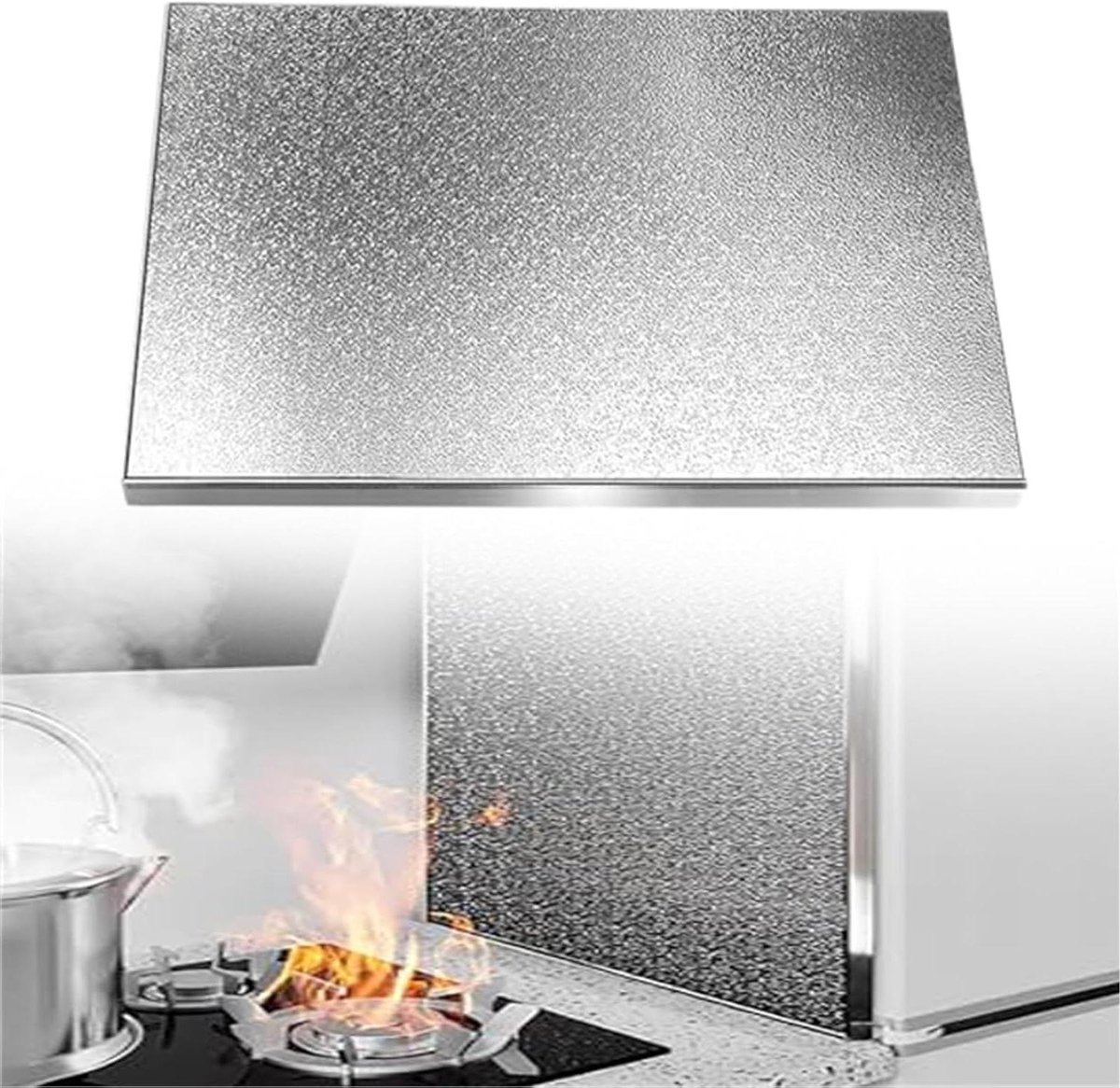 Beschermpaneel Keuken - Hittebescherming Koelkast - Koken en Bakken - Magnetisch en Zelfklevend - Variabele Maten - Aluminiumkleur