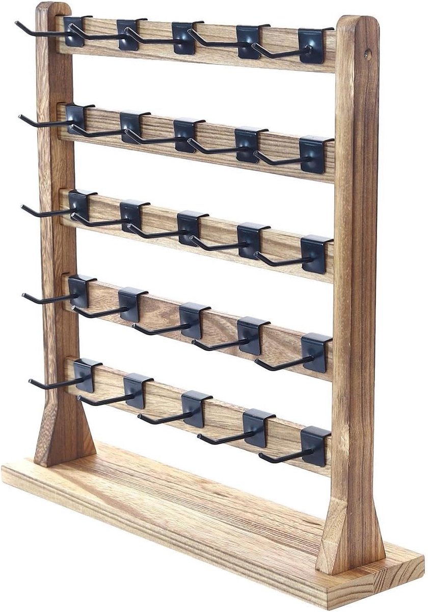 Sieradenorganizer Hout - Oorbellenhouder Display - Sieraden Presenteren - Met Afneembare Haken - 39 cm - Houtkleur