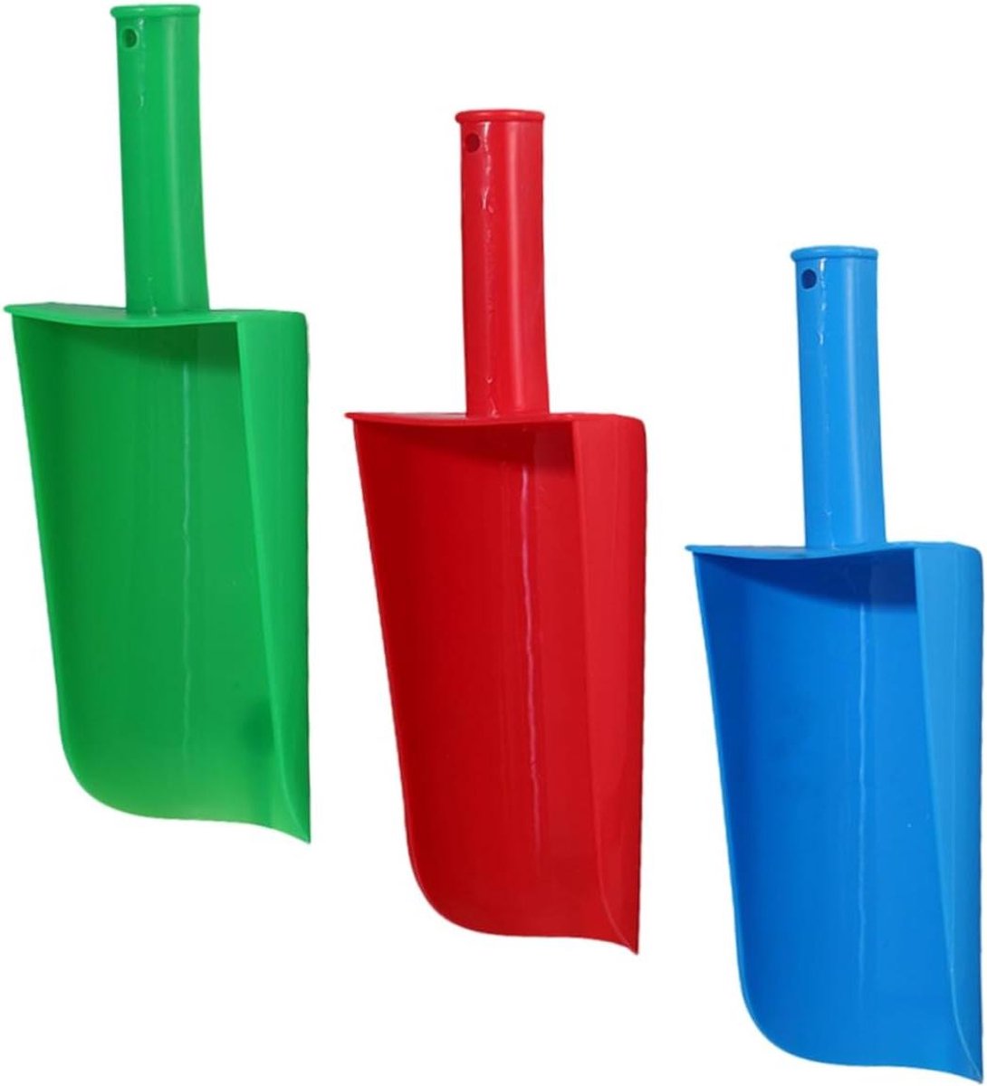 TOYANDONA 3 Stuks Delige Plastic Strandscheppen voor Meisje Duurzaam Sterk voor Zandgraven Buitenspelen Inclusief Groen Rood voor Kleine Bouwers Families