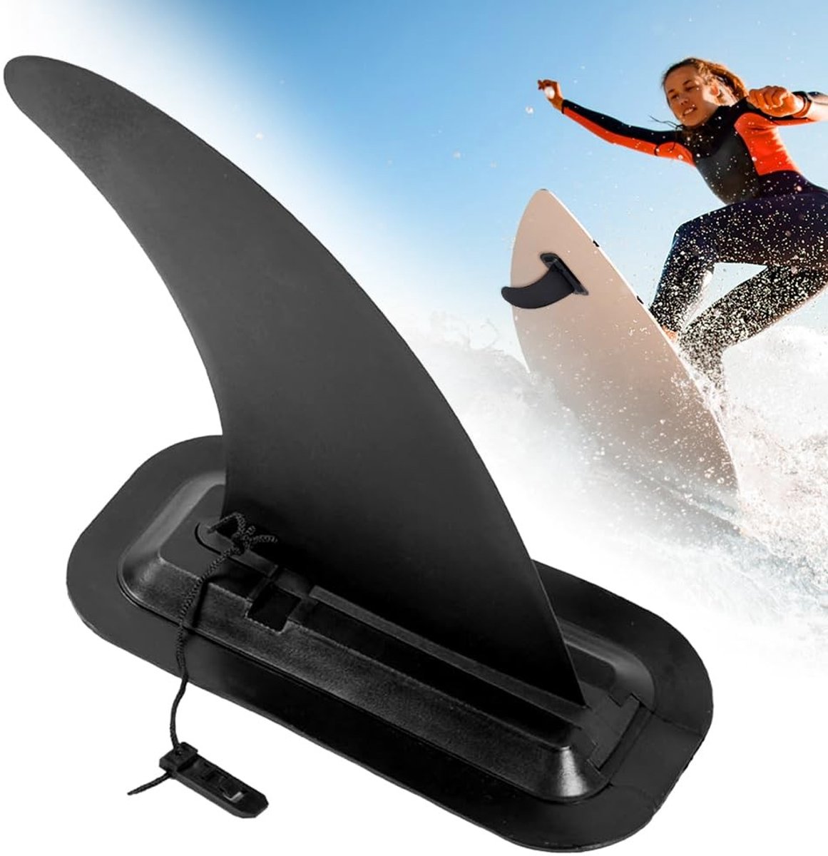 Dailygoods- Surfboard Vin - Verwijderbare Fin - 23 cm - Inclusief 2 Accessoires - Robuust en Flexibel - Geschikt voor Paddle Board/Longboard - Surfvin