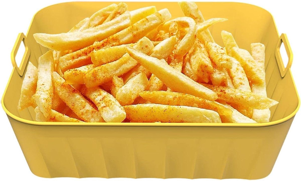 Generic Siliconen airfryer mand, siliconen coating voor airfryer met handvat, vervanging voor perkamentpapierinzetstukken, siliconen schaal voor friteuse