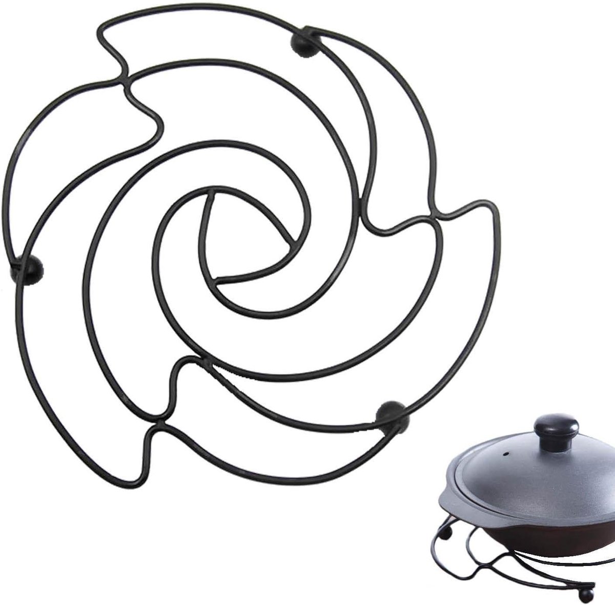 Hittebestendige Mat - Pan Onderzetter - Keuken Beschermen - Roestvrij Staal - 15 cm Diameter - Zwart