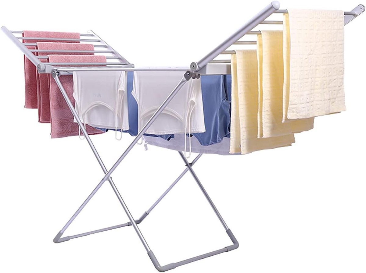 Elektrisch Droogrek Opvouwbare Kleerhanger Kleding Drogen Constante Temperatuur 15 kg Capaciteit Zilver