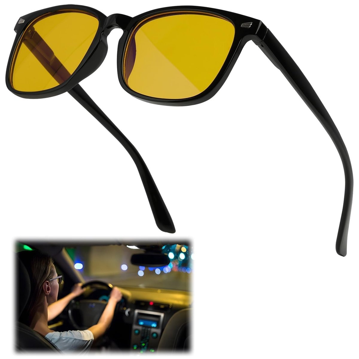 Dailygoods- Nachtzichtbril Gepolariseerd - Nachtbril Auto - UV-bescherming - Comfortabele Pasvorm - Unisex Design - Vermindering van Verblinding