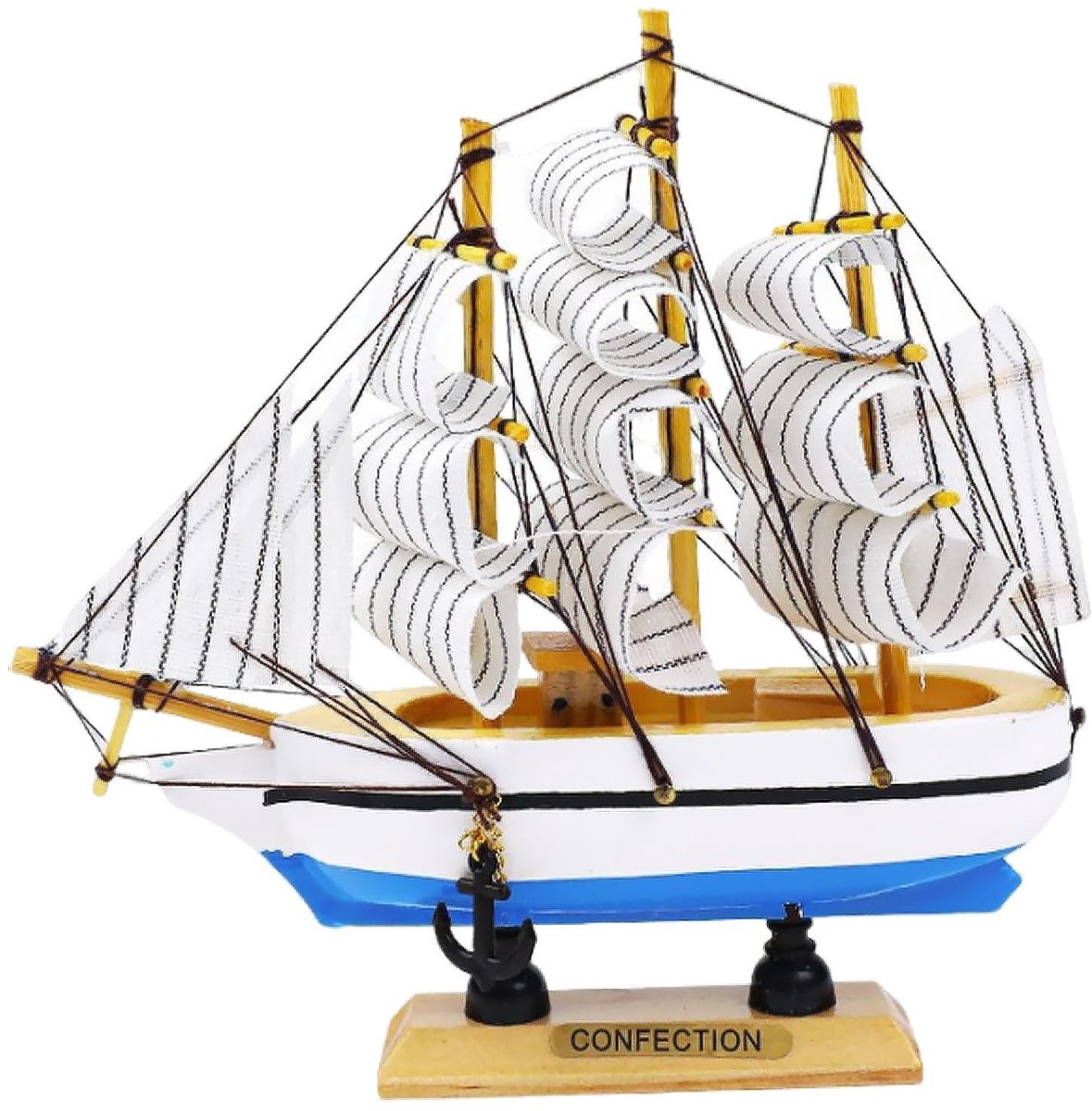 Dailygoods- Zeilboot Model - Houten Decoratie - Vintage Zeilboot - Bureaudecoratie - Cadeau - Duurzaam Hout