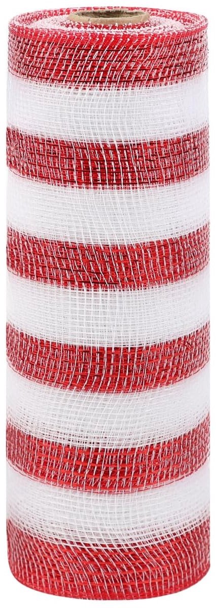 Dailygoods- Gaaslint 26 cm - Rood-wit gestreept - Decoratie lint - Feestelijke sfeer - Creatieve knutselwerkjes - Flexibel ontwerp - Decoratielint