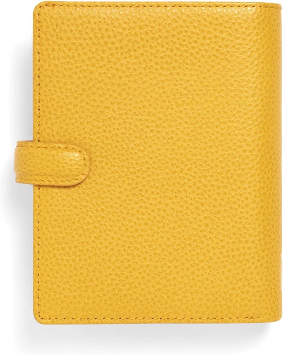 Pocket Organizer - Agenda Notitieboek - Afspraken Plannen - Zacht Leren - 81 x 120 mm - Mosterdgeel