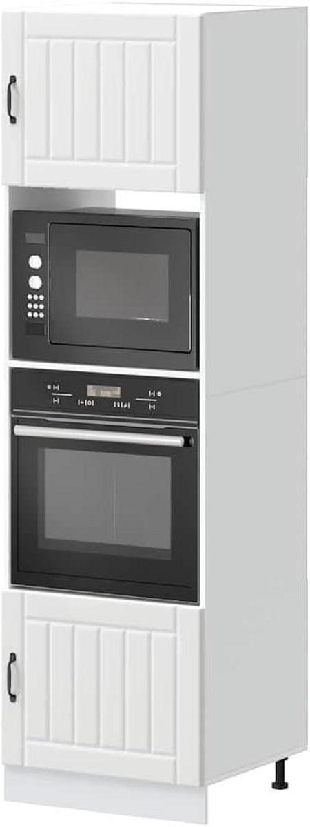 Fornuis Ombouwkasten - Keukenopbergkast Ovenkast - Keuken Organiseren - In Hoogte Verstelbaar - 60 x 57 x 207 cm - Wit
