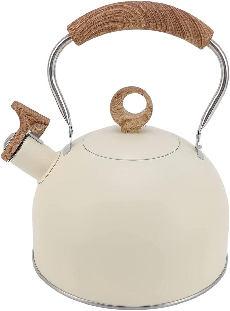Fluitketel Waterkoker - Theeketel Roestvrijstaal - Water Koken - Hittebestendig Handvat - 2.5 Liter - Zilverkleurig