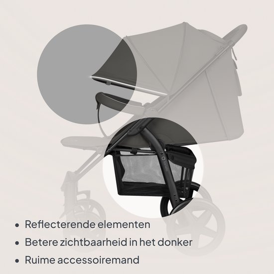 Lionelo Buggy Annet Plus – Lichtgewicht & Inklapbaar – Grote Massieve Wielen met Vering – Inclusief Voetenzak, Klamboe & Bekerhouder – Verstelbare Rugleuning & Voetsteun – Wandelwagen vanaf de geboorte tot 22 kg – Kinderwagen