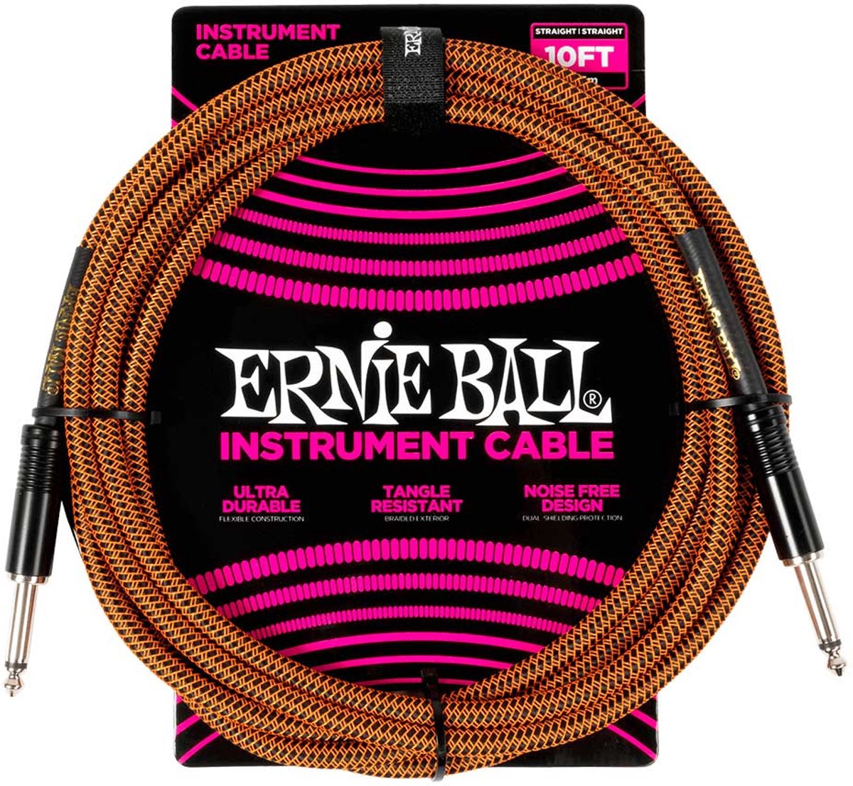 Ernie Ball 6468 Gevlochten Gitaarkabel Pumpkin Pie 3 Meter