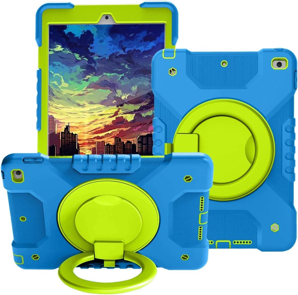Tablethoes - Beschermhoes - Veilig Vervoer - 360 Graden Rotatie - 10.2 Inch - Blauw Groen