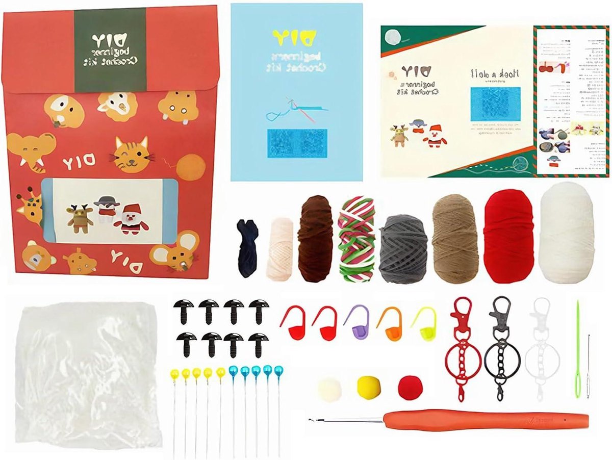 Haak Kerstpakket - Handgemaakte Set - Feestelijke Decoratie - Voor Beginners - 22 x 17 x 8 cm - Enkel
