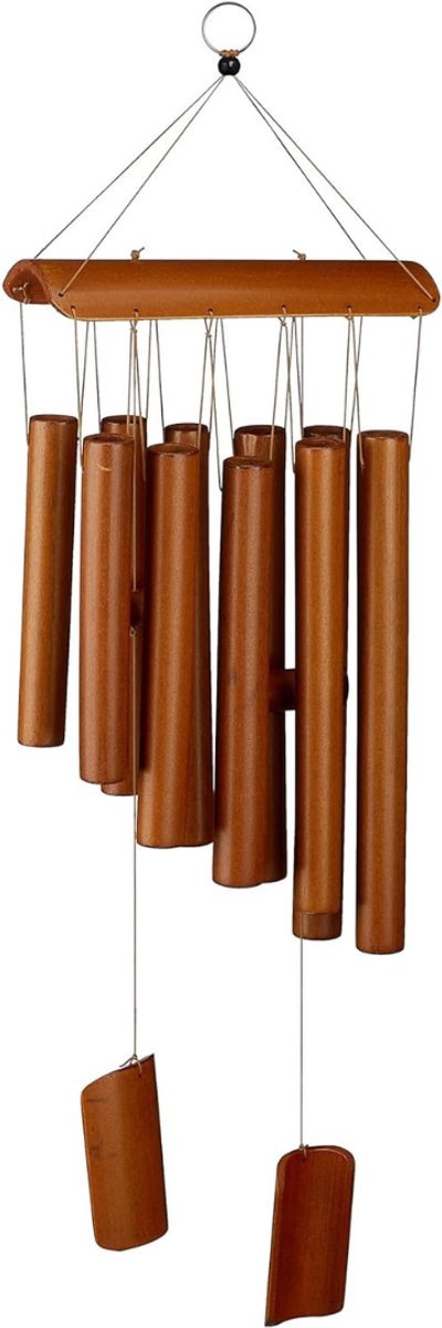 QUOVO® Windgong Bamboe - Windgong Buiten - Windorgel - Bruin - 19cm x 7cm x 59cm