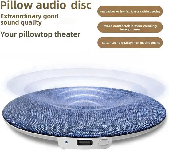Kussenslaap Luidspreker - Dunne Speaker - Rustig Slapen - Bluetooth 5.4 - 48 Uur Speeltijd - Wit — afbeelding 4