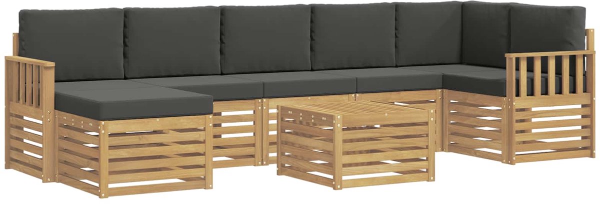 vidaXL Buiten - bank - set - 8 - st - 8-zits - Wit - en - antracietkleurig - Polyester Wit en antracietkleurig
