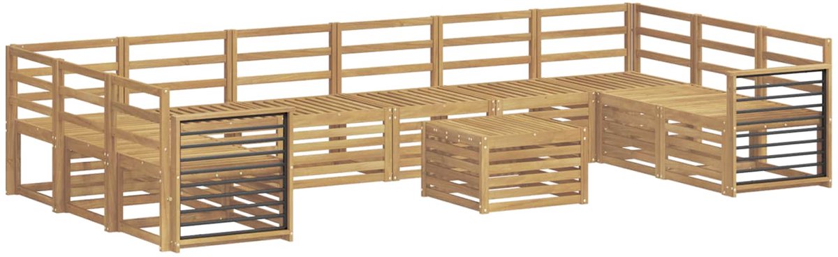 vidaXL Buiten - bank - set - 11 - st - 10-zits - Wit - Massief - Acacia - Hout