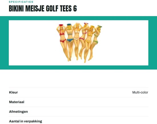 aladdien - Bikini meisje golf tees - 6 stuks - Leuke golfbal houder - 76 mm - Duurzaam kunststof - Geschikt voor mannen en vrouwen - Kasteel ontwerp van Merkloos — afbeelding 3