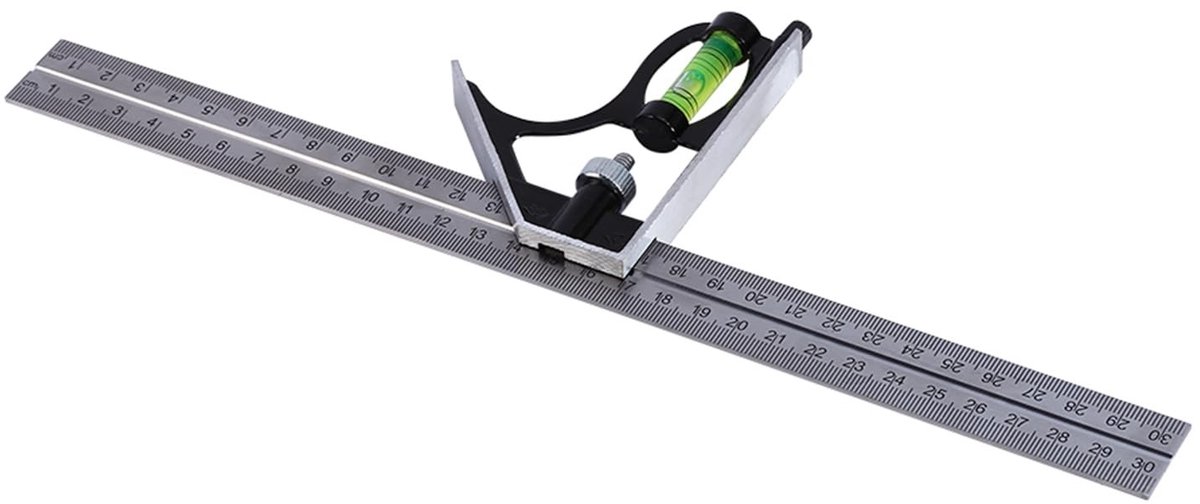 Dailygoods- Combinatieliniaal 300 mm - Verstelbare Liniaal - Haakse Liniaal - Meettool - Roestvrij Staal - Nauwkeurige Metingen - Meetlat