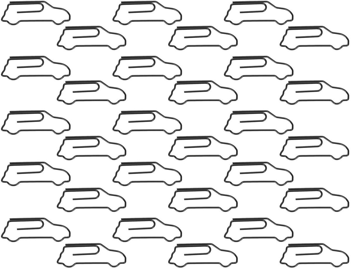 Dailygoods- Paperclip 30 Stuks - Autovorm - Creatief - Kantoor Accessoires - Metaal - Duurzaam en Lichtgewicht - Kantooraccessoires