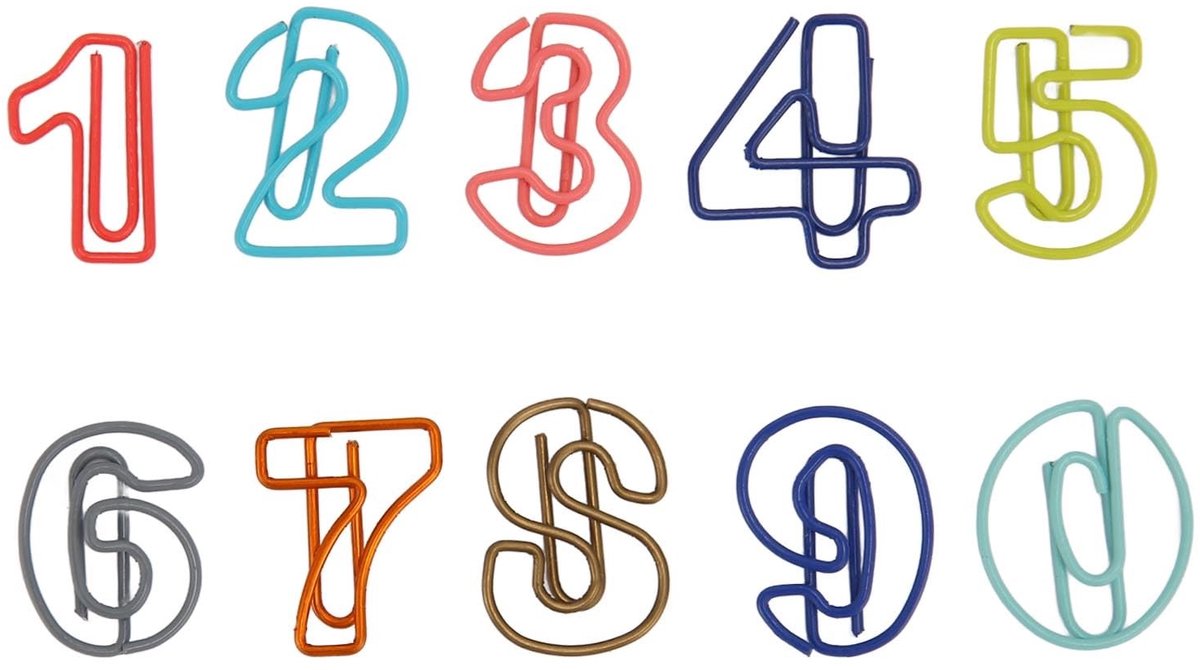 Dailygoods- Paperclips 100 Stuks - Cijferstijl - Antislip - Bestandsorganisatie - Kantoor/School - Schattig Ontwerp - Kantoorclips