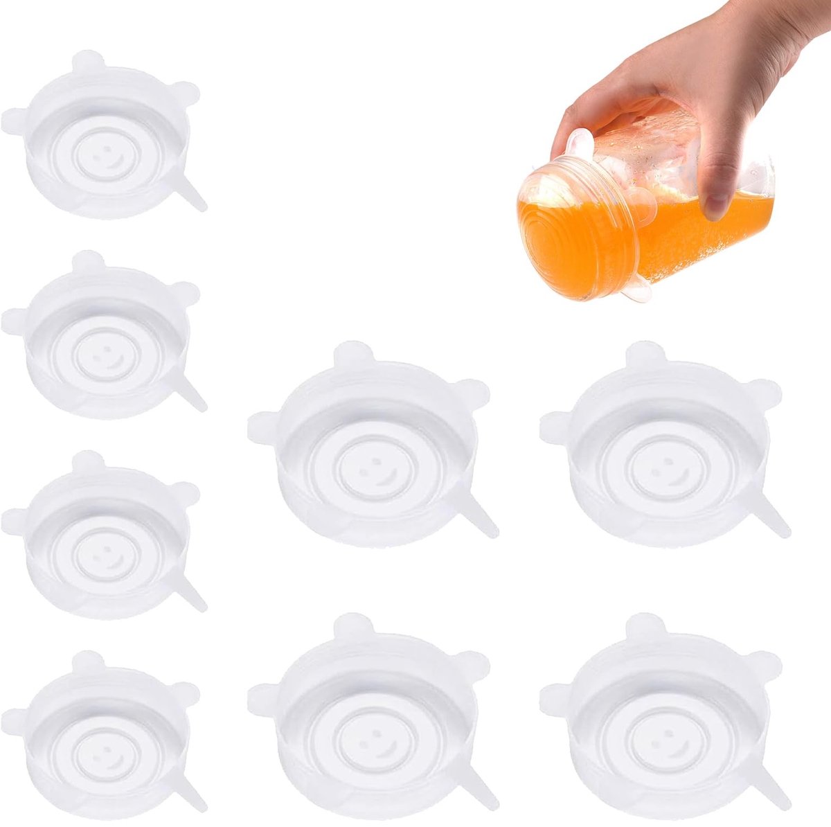 Dailygoods- Siliconen Deksels - 8 Stuks - Rekbaar - Transparant - Voedselopslag - Airtight Seal - Duurzaam Materiaal - Dekselset
