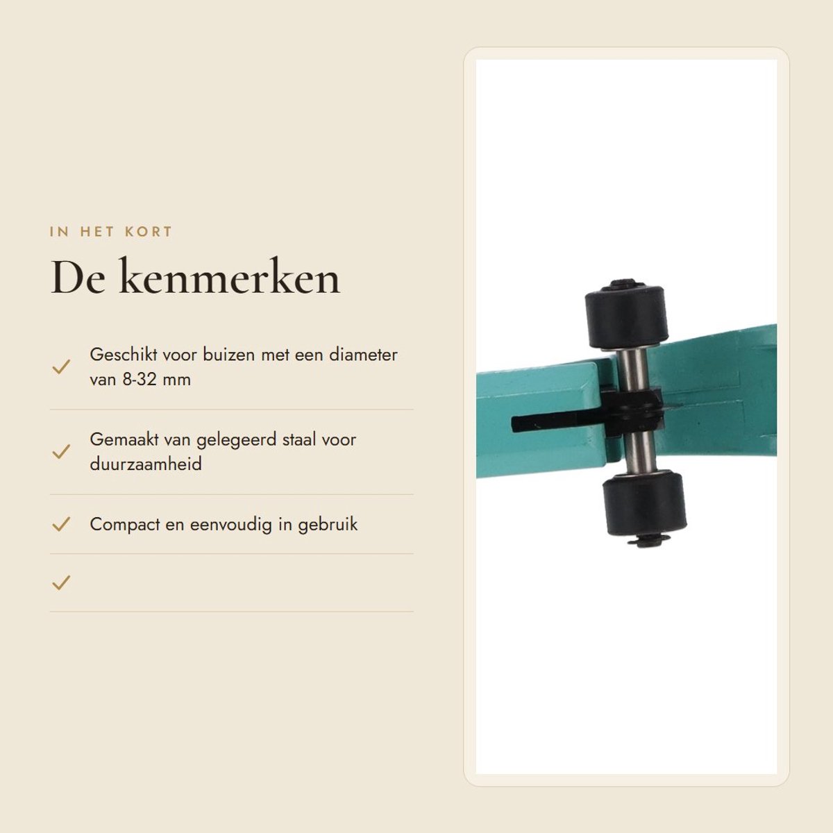 Dailygoods- Buizensnijder Ergonomisch Ontwerp - Gelegeerd Staal - Snijcapaciteit 8-32 mm - Voor Koper/Messing/PVC - Lichtgewicht 275g - Soepel Snijden thumbnail 2