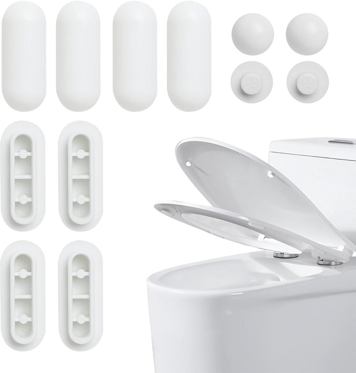 Dailygoods- Toiletzitting Softclose - 12 Stuks - Toiletzitting Buffers - Toiletzitting Ondersteuning - Rubber Buffers - Hoogwaardige ABS Kunststof - Verbeterde Stabiliteit - Toiletbuffer