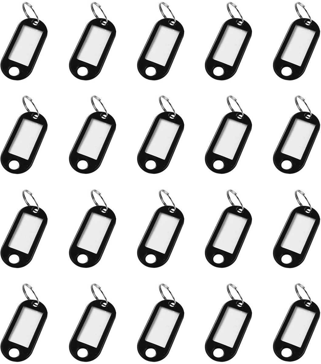Dailygoods- Etiketten 20 Stuks - Zwarte Plaquette - Sleutelhanger - Duurzaam PP - Waterdicht - Geschikt voor Markeerdoeleinden - Labels