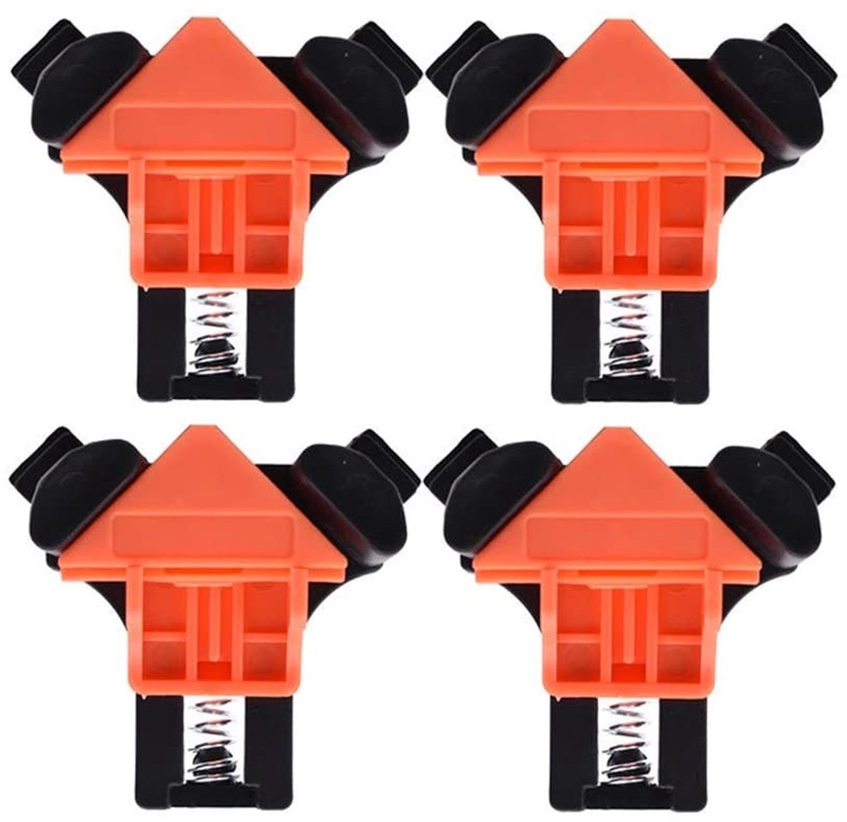 Dailygoods- Hoekspanklem 4 Stuks - 90 Graden Klemmen - Voor Houtbewerking - Voor Bord Dikte 5-22mm - Kunststof - Oranje - Voor Diverse Toepassingen - Hoekklem