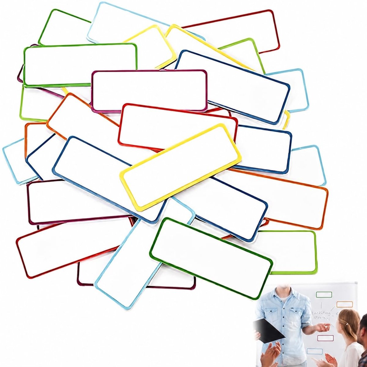Dailygoods- Magnetische Labels Herbruikbaar - 60 Stuks - 5x3 cm - Drooguitwisbaar - Multi-functioneel - Nanocoating - Duurzaam - Organisatielabels