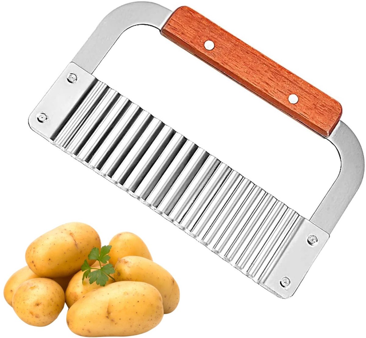 Dailygoods- Zeep Snijder Roestvrij Staal - Crinkle Snijder - Groenteseip Snijgereedschap - Ergonomisch Handvat - Compacte Opslag - Vaatwasmachinebestendig - Snijmes