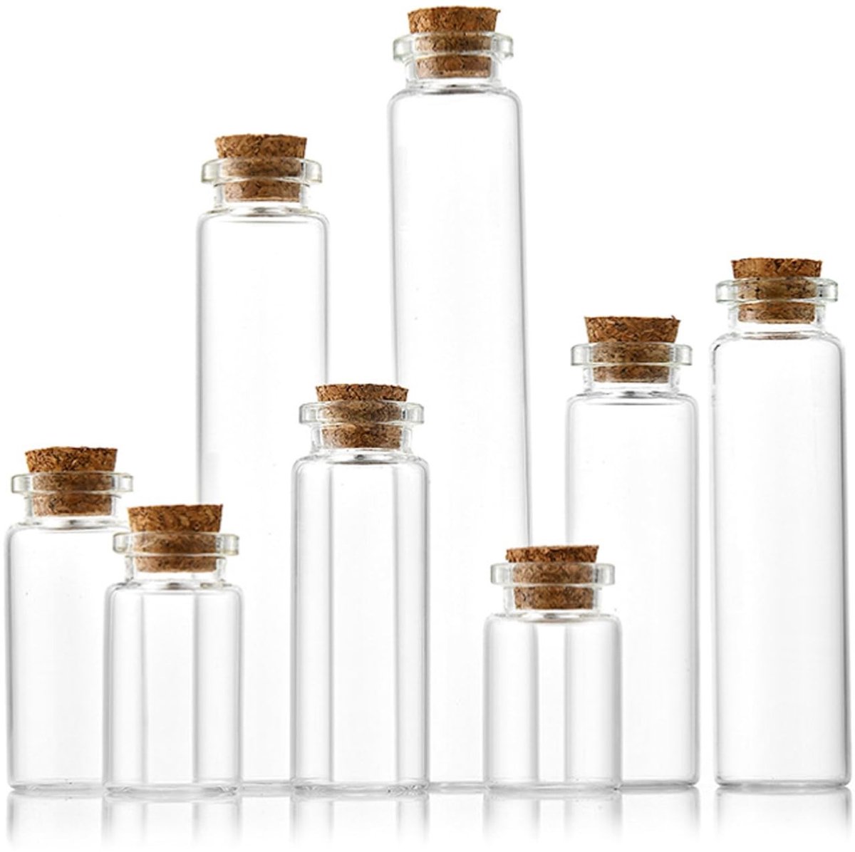Dailygoods- Glazen Flessen 8-25 ml - Reageerbuis met Kurk - Kleine Flessen om te Vullen - Doe-het-zelf Decoratie - Geschikt voor Specerijen en Oliën - Hoogwaardig Glas - Mini Flessen