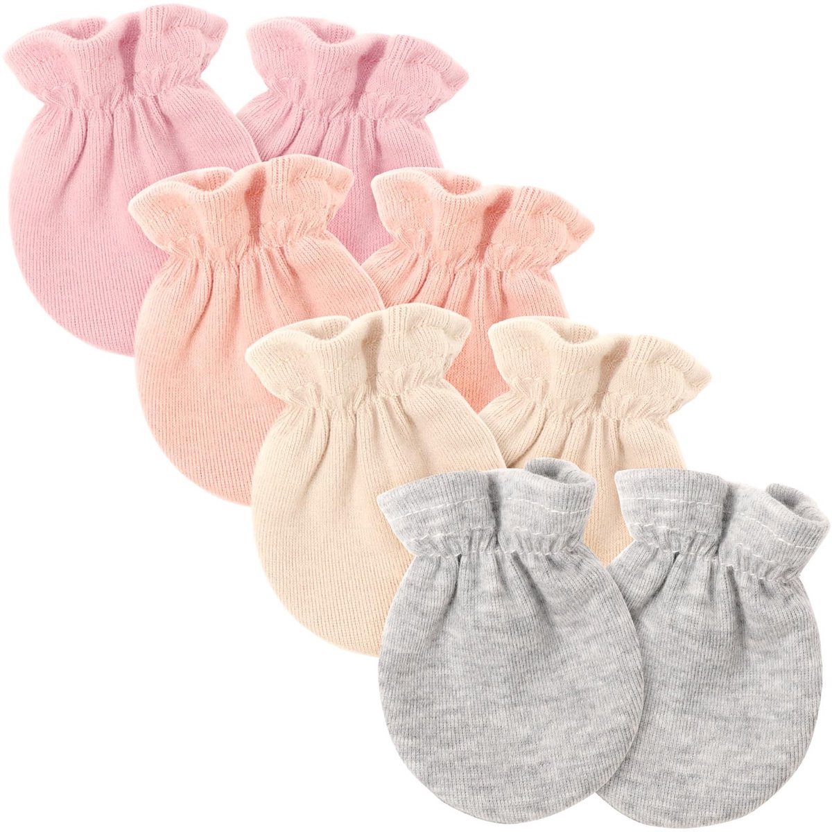 Dailygoods- Wanten Baby - 4 Paar Katoenen Wanten - Organisch Gecertificeerd Katoen - Zacht en Comfortabel - Elastische Pols - Voor 0-6 Maanden - Babyhandschoenen