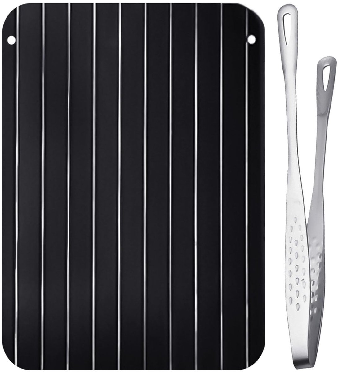 Dailygoods- Ontdooilade Snel - Aluminium - Barbecuetang - 23 x 16,5 cm - 1 stuk - Gezond en milieuvriendelijk - Ontdooitablet