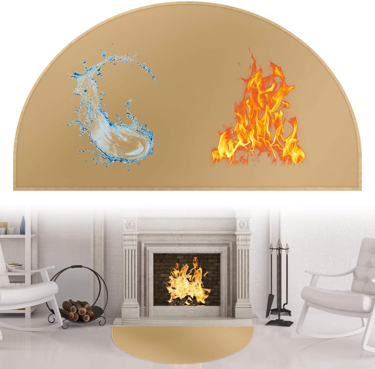 Dailygoods- Haardmat Brandwerend 61 x 104 cm - Vuurvaste Onderlegger - Halfrond - Vloerbeschermingsmat - Gloeibeschermingsplaat - Bestand tegen 1000 °C - Vuurvaste Mat