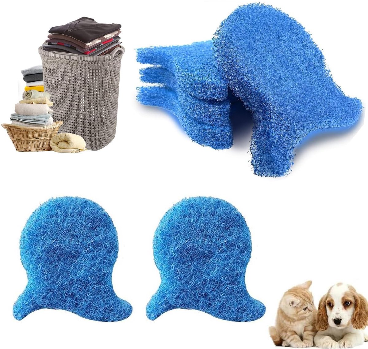 Dailygoods- Dierenhaarverwijderaar 5 Stuks - Herbruikbaar - Pluisbal voor Wasmachine - Voor Hondenhaar/Kattenharen - Zachte Stof - Effectieve Verwijdering - Pluisballen