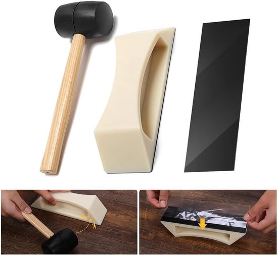 Heavy houten vloerreparatieset met rubberen hamer en wasbare kleefpads voor het sluiten van voegen in planken, robuust gereedschap voor parket en laminaat, eenvoudig te gebruiken — afbeelding 4