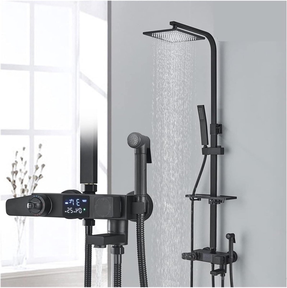 Douchekraan Thermostatisch - Regendouche Set - Verfrissende Douche - Digitaal Display - Ve