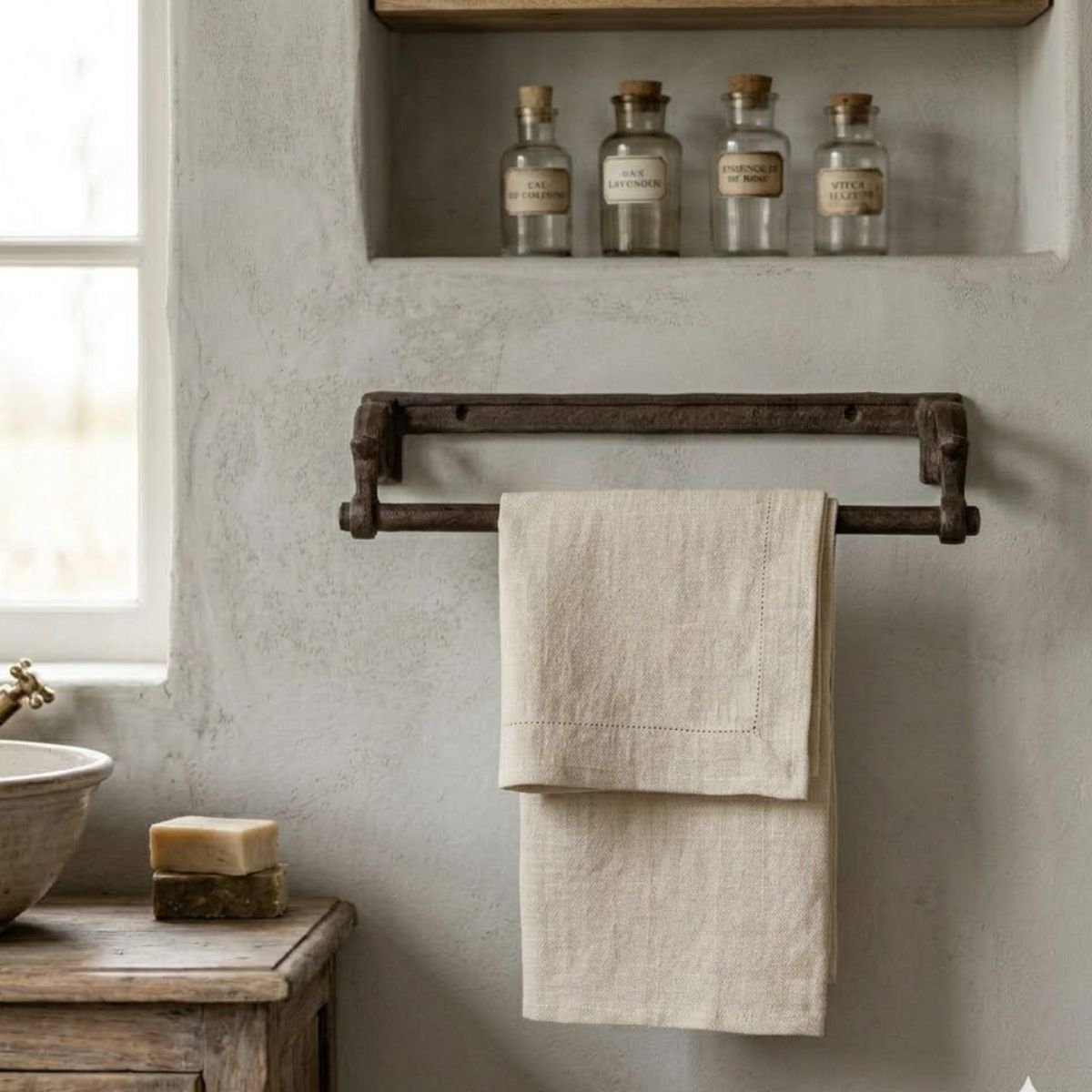 Handdoekhouder en Theedoekhouder voor Keuken en Badkamer – Compact Handdoekrekje voor Gastendoekjes en Gevouwen Theedoeken 27.5x6x7.5 centimeter