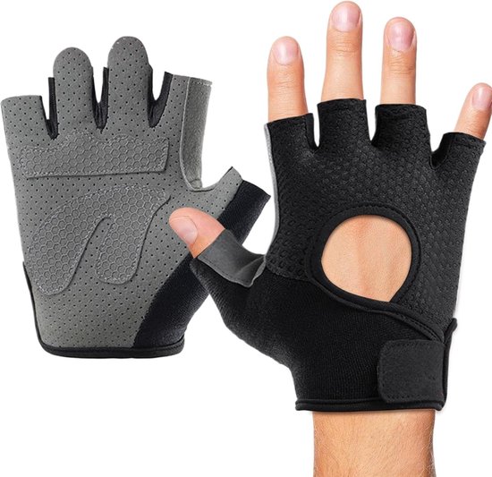 Fitness Handschoenen - Trainingshandschoenen Oefenhandschoenen - Gewichtheffen - Anti-slip Grip - 1 Paar - Zwart — afbeelding 4